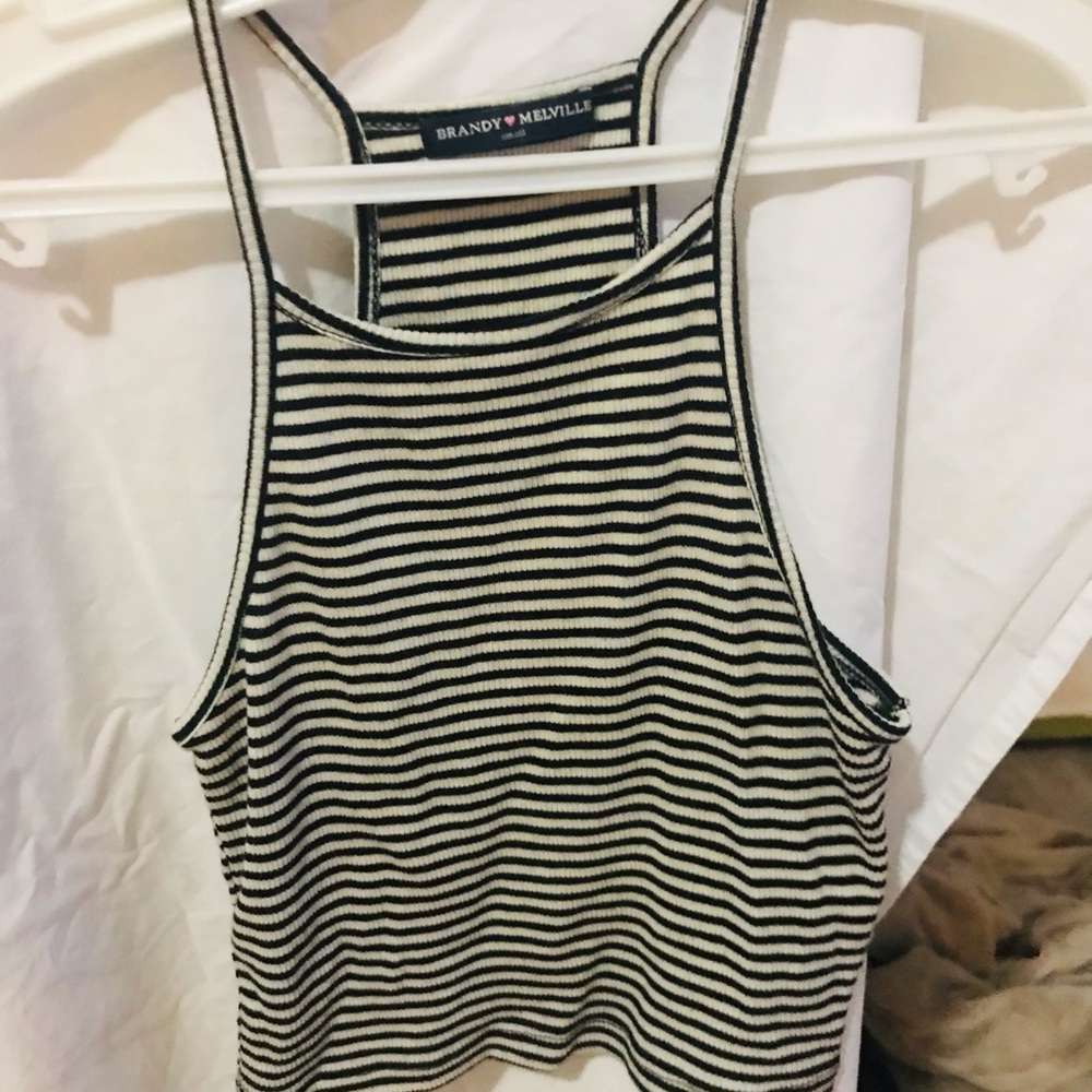 Brandy Melville Black and White Striped Women's Top